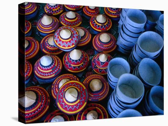 Locally Made Baskets and Ceramic Bowls for Sale in Najran Basket Souq, Najran, Asir, Saudi Arabia-Tony Wheeler-Stretched Canvas