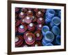 Locally Made Baskets and Ceramic Bowls for Sale in Najran Basket Souq, Najran, Asir, Saudi Arabia-Tony Wheeler-Framed Photographic Print