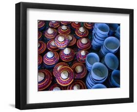 Locally Made Baskets and Ceramic Bowls for Sale in Najran Basket Souq, Najran, Asir, Saudi Arabia-Tony Wheeler-Framed Photographic Print