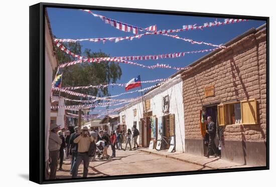 Locals Celebrating September 18 Independence Day Holiday with Bbq, Flags and Streamers, San Pedro-Kimberly Walker-Framed Stretched Canvas