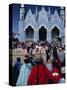 Locals Gathering Ata Church, Puno, Peru, South America-J P De Manne-Stretched Canvas