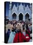 Locals Gathering Ata Church, Puno, Peru, South America-J P De Manne-Stretched Canvas