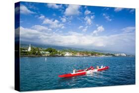 Locals Working Out in their Outrigger Canoes-Michael Runkel-Stretched Canvas