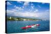 Locals Working Out in their Outrigger Canoes-Michael Runkel-Stretched Canvas