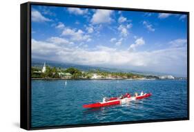 Locals Working Out in their Outrigger Canoes-Michael Runkel-Framed Stretched Canvas