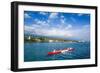 Locals Working Out in their Outrigger Canoes-Michael Runkel-Framed Photographic Print