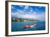 Locals Working Out in their Outrigger Canoes-Michael Runkel-Framed Photographic Print