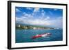 Locals Working Out in their Outrigger Canoes-Michael Runkel-Framed Photographic Print