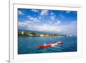 Locals Working Out in their Outrigger Canoes-Michael Runkel-Framed Photographic Print