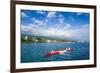 Locals Working Out in their Outrigger Canoes-Michael Runkel-Framed Photographic Print