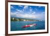 Locals Working Out in their Outrigger Canoes-Michael Runkel-Framed Photographic Print