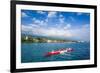 Locals Working Out in their Outrigger Canoes-Michael Runkel-Framed Photographic Print