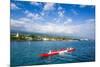 Locals Working Out in their Outrigger Canoes-Michael Runkel-Mounted Photographic Print