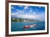 Locals Working Out in their Outrigger Canoes-Michael Runkel-Framed Photographic Print