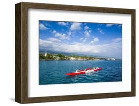 Locals Working Out in their Outrigger Canoes-Michael Runkel-Framed Photographic Print