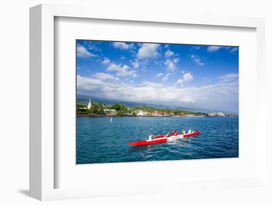 Locals Working Out in their Outrigger Canoes-Michael Runkel-Framed Photographic Print