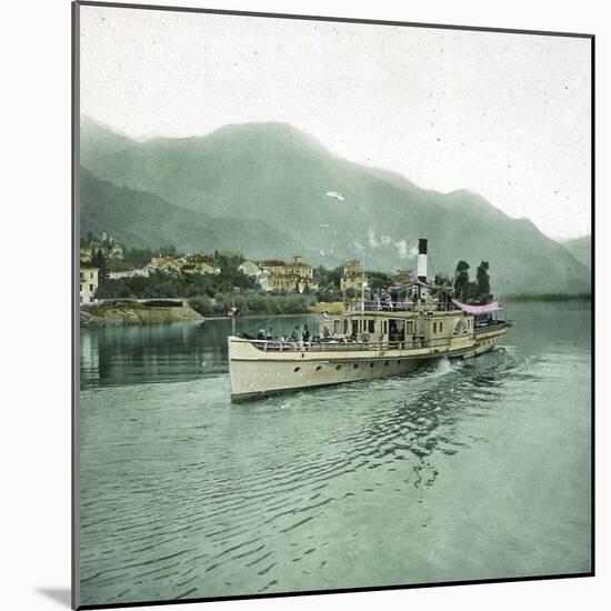 Locarno (Switzerland), the Lago Maggiore, Steamboat in the Port Circa 1890-Leon, Levy et Fils-Mounted Photographic Print