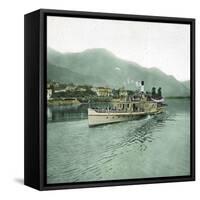 Locarno (Switzerland), the Lago Maggiore, Steamboat in the Port Circa 1890-Leon, Levy et Fils-Framed Stretched Canvas