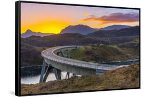 Loch a' Chairn Bhain, Kylesku, Kylesku Bridge, landmark on the North Coast 500 Tourist Route-Alan Copson-Framed Stretched Canvas