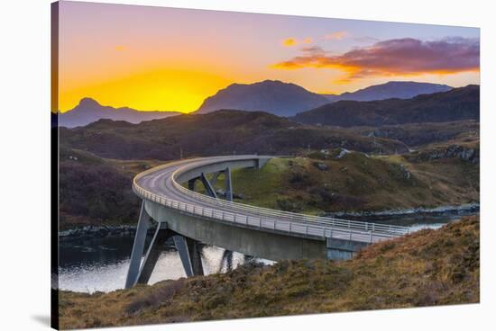 Loch a' Chairn Bhain, Kylesku, Kylesku Bridge, landmark on the North Coast 500 Tourist Route-Alan Copson-Stretched Canvas