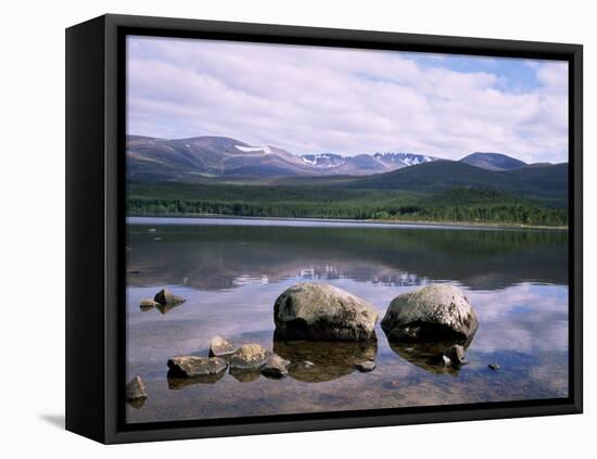 Loch Morlich and the Cairngorms, Aviemore, Highland Region, Scotland, United Kingdom-Roy Rainford-Framed Stretched Canvas