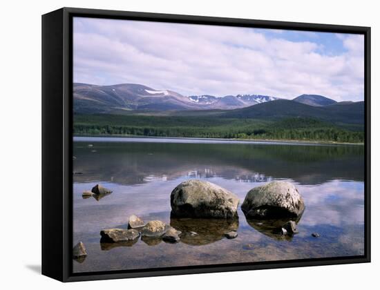 Loch Morlich and the Cairngorms, Aviemore, Highland Region, Scotland, United Kingdom-Roy Rainford-Framed Stretched Canvas