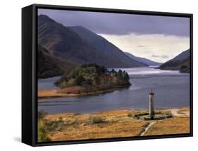 Loch Shiel and Glenfinnan Monument, Argyll, Highland Region, Scotland, United Kingdom, Europe-Patrick Dieudonne-Framed Stretched Canvas