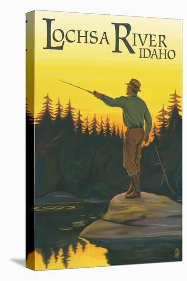 Lochsa River, Idaho - Fly Fishing Scene-Lantern Press-Stretched Canvas