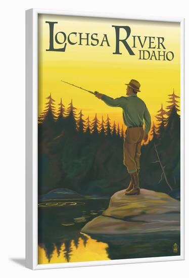 Lochsa River, Idaho - Fly Fishing Scene-Lantern Press-Framed Art Print