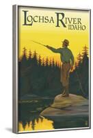 Lochsa River, Idaho - Fly Fishing Scene-Lantern Press-Framed Art Print