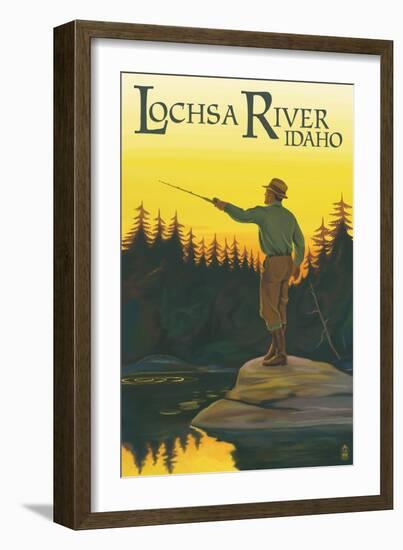 Lochsa River, Idaho - Fly Fishing Scene-Lantern Press-Framed Art Print