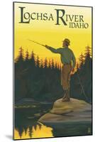 Lochsa River, Idaho - Fly Fishing Scene-Lantern Press-Mounted Art Print