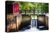 Lock on the D & R Canal, New Jersey-George Oze-Stretched Canvas