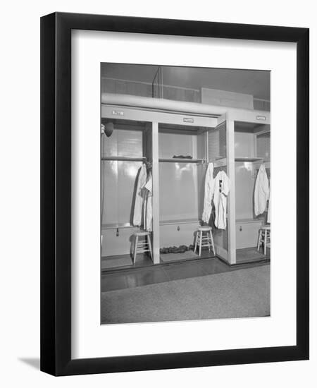 Locker Room for Joe Dimaggio at Yankee Stadium-Anthony Bernato-Framed Photographic Print