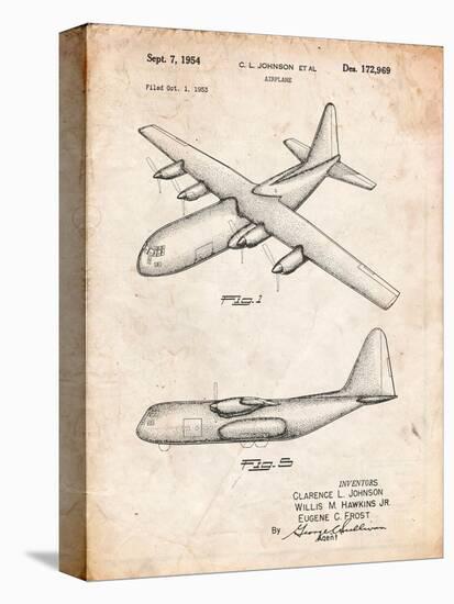 Lockheed C-130 Hercules Airplane Patent-Cole Borders-Stretched Canvas