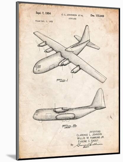 Lockheed C-130 Hercules Airplane Patent-Cole Borders-Mounted Art Print