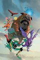 Lockjaw and The Pet Avengers No.1 Cover: Lockjaw, Lockheed, Throg, Redwing and Hairball-Karl Kerschl-Lamina Framed Poster