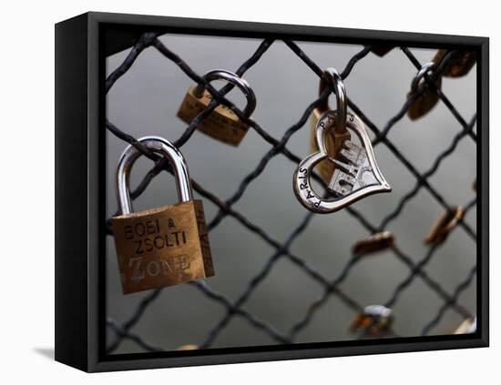 Locks on the Bridges of Paris are Quite Popular for Couples to Manifest their Wish for Eternal Love-David Bank-Framed Stretched Canvas