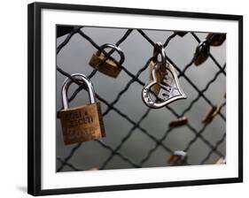 Locks on the Bridges of Paris are Quite Popular for Couples to Manifest their Wish for Eternal Love-David Bank-Framed Photographic Print