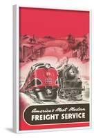 Locomotive and Streamlined Train-null-Framed Art Print