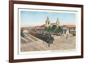 Locomotive at Union Depot, San Diego, California-null-Framed Art Print