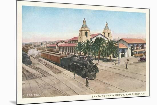 Locomotive at Union Depot, San Diego, California-null-Mounted Art Print