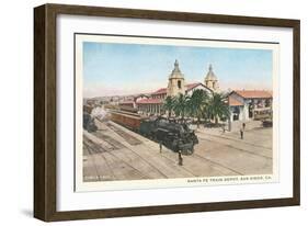 Locomotive at Union Depot, San Diego, California-null-Framed Art Print