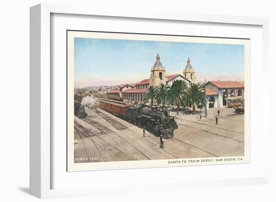 Locomotive at Union Depot, San Diego, California-null-Framed Art Print