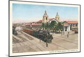 Locomotive at Union Depot, San Diego, California-null-Mounted Art Print