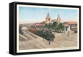 Locomotive at Union Depot, San Diego, California-null-Framed Stretched Canvas