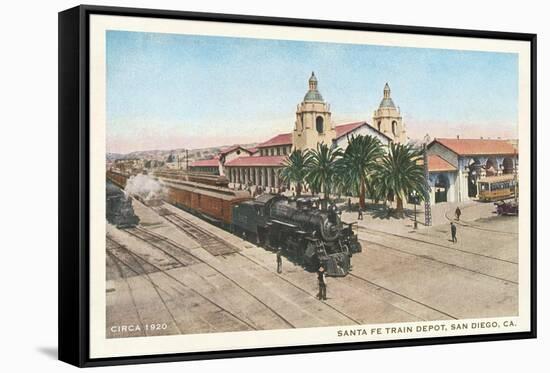 Locomotive at Union Depot, San Diego, California-null-Framed Stretched Canvas