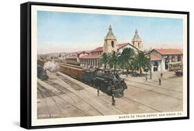 Locomotive at Union Depot, San Diego, California-null-Framed Stretched Canvas