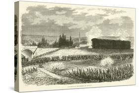 Locomotive Batteries in Action, November 1870-null-Stretched Canvas