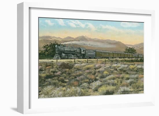 Locomotive by Indian Head Mountain, Arizona-null-Framed Art Print